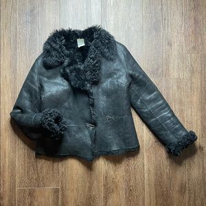 Vintage Plein Sud Leather Jacket Lamb’s Fur Lining